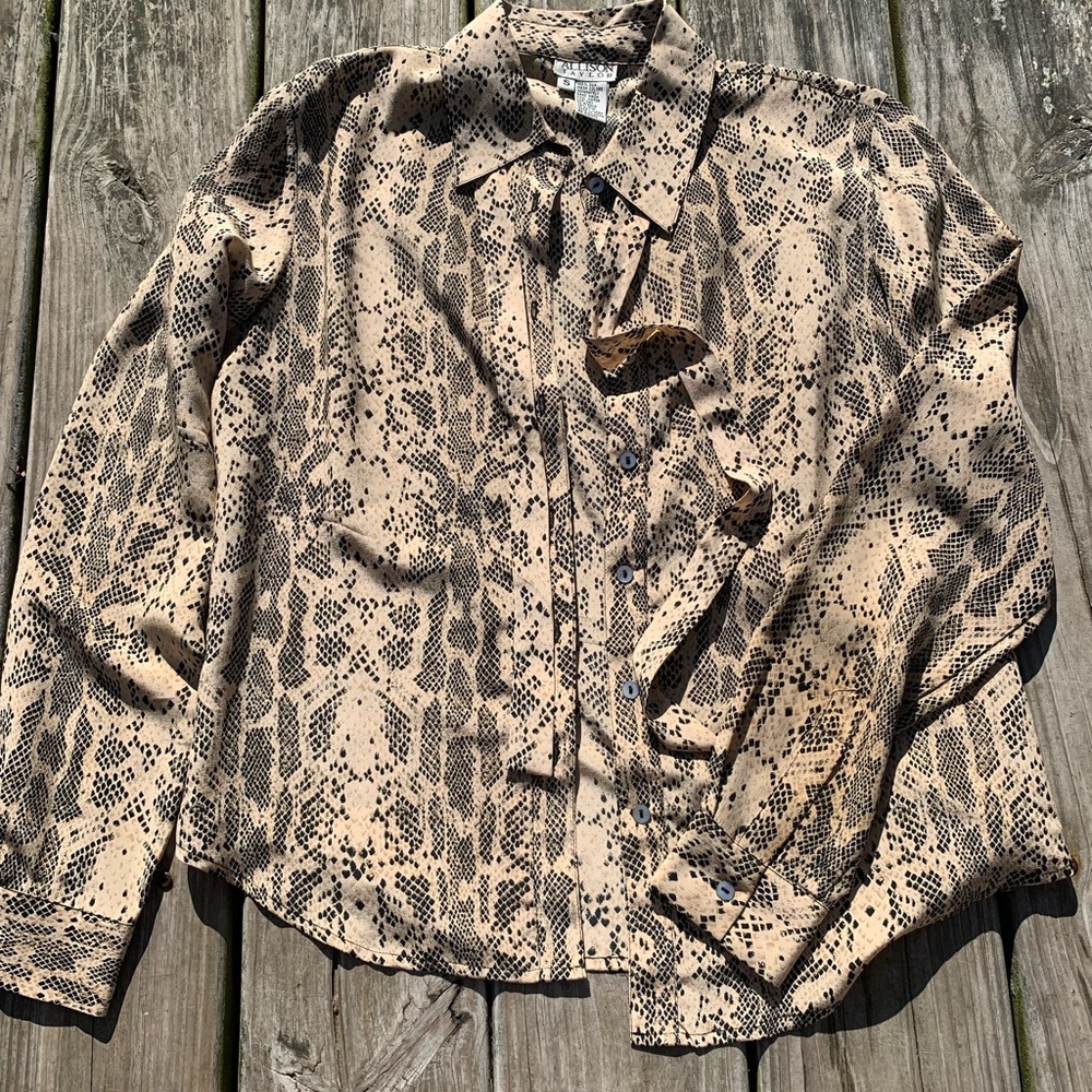 Allison Taylor Beige and Black Silk Shirt